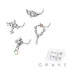 8PCS OF ASSORTED CZ DANGLE 316L SURGICAL STEEL L-SHAPE NOSE STUD BOX